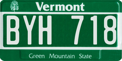 VT license plate BYH718