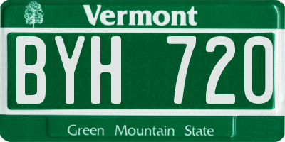 VT license plate BYH720