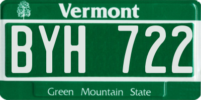 VT license plate BYH722