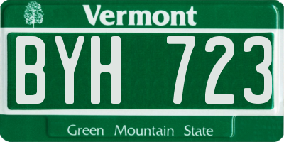VT license plate BYH723