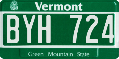 VT license plate BYH724