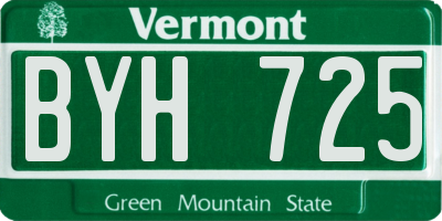 VT license plate BYH725