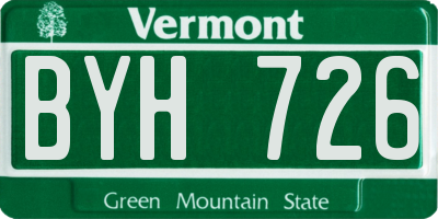 VT license plate BYH726