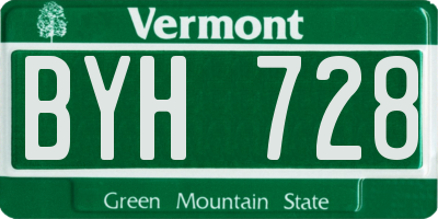 VT license plate BYH728