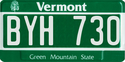 VT license plate BYH730