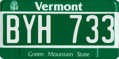 VT license plate BYH733