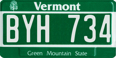 VT license plate BYH734