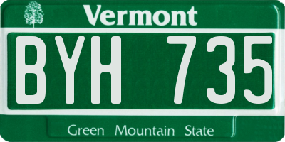 VT license plate BYH735