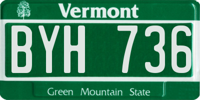 VT license plate BYH736