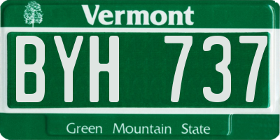 VT license plate BYH737