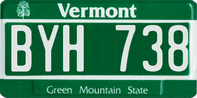 VT license plate BYH738