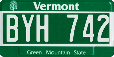 VT license plate BYH742