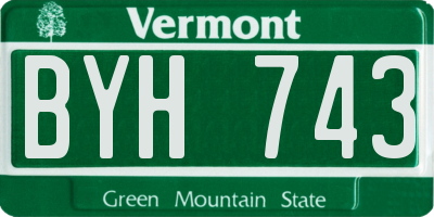 VT license plate BYH743