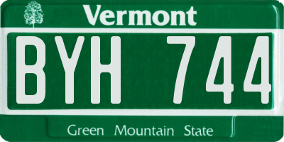 VT license plate BYH744