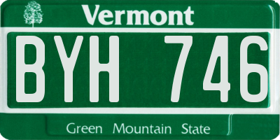 VT license plate BYH746