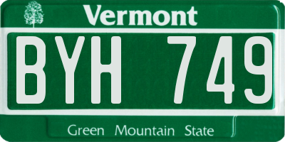 VT license plate BYH749