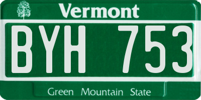 VT license plate BYH753