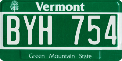 VT license plate BYH754