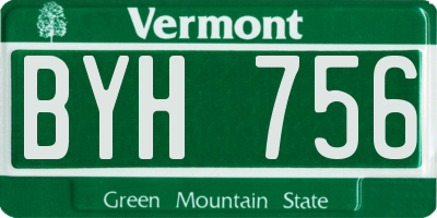 VT license plate BYH756