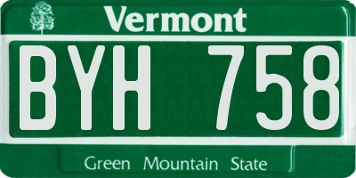 VT license plate BYH758