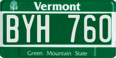 VT license plate BYH760