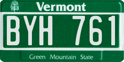 VT license plate BYH761