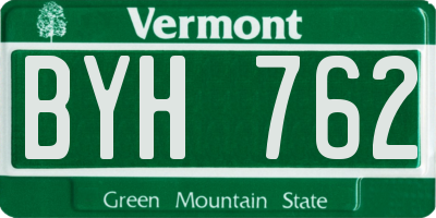 VT license plate BYH762