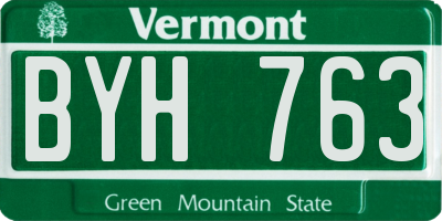 VT license plate BYH763