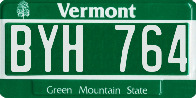 VT license plate BYH764