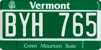 VT license plate BYH765