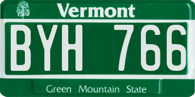 VT license plate BYH766