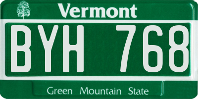 VT license plate BYH768