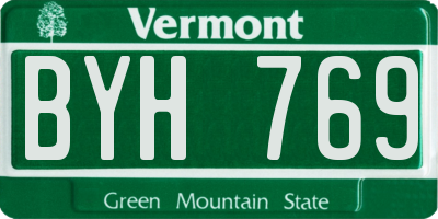 VT license plate BYH769