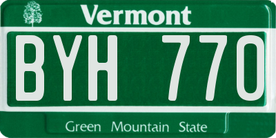 VT license plate BYH770