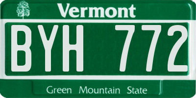 VT license plate BYH772