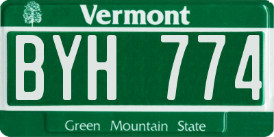 VT license plate BYH774