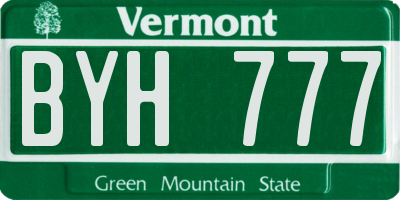 VT license plate BYH777