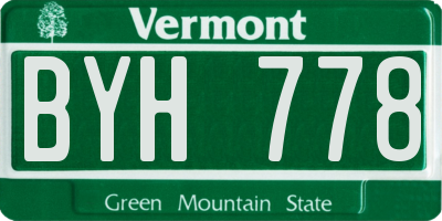 VT license plate BYH778