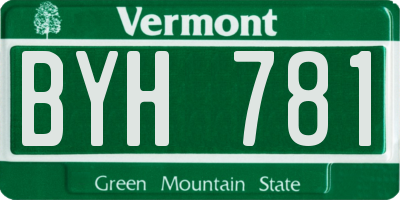 VT license plate BYH781