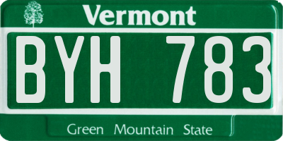 VT license plate BYH783