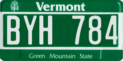 VT license plate BYH784