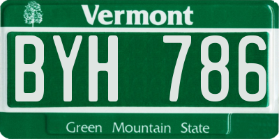 VT license plate BYH786