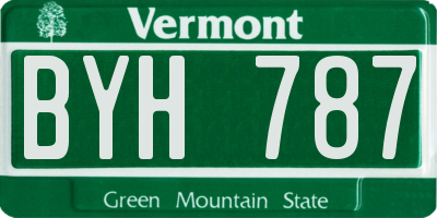 VT license plate BYH787