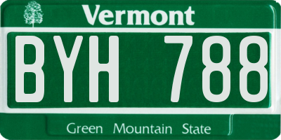 VT license plate BYH788