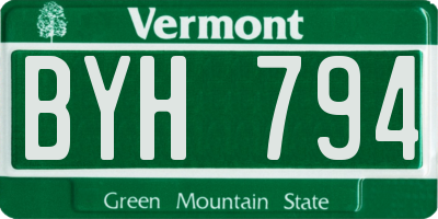VT license plate BYH794