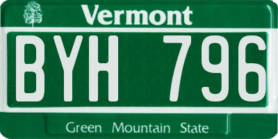 VT license plate BYH796