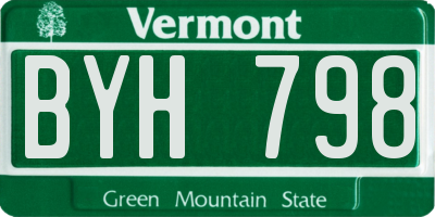 VT license plate BYH798