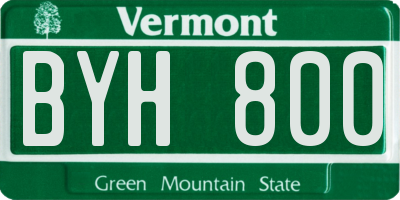 VT license plate BYH800