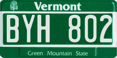 VT license plate BYH802
