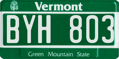 VT license plate BYH803